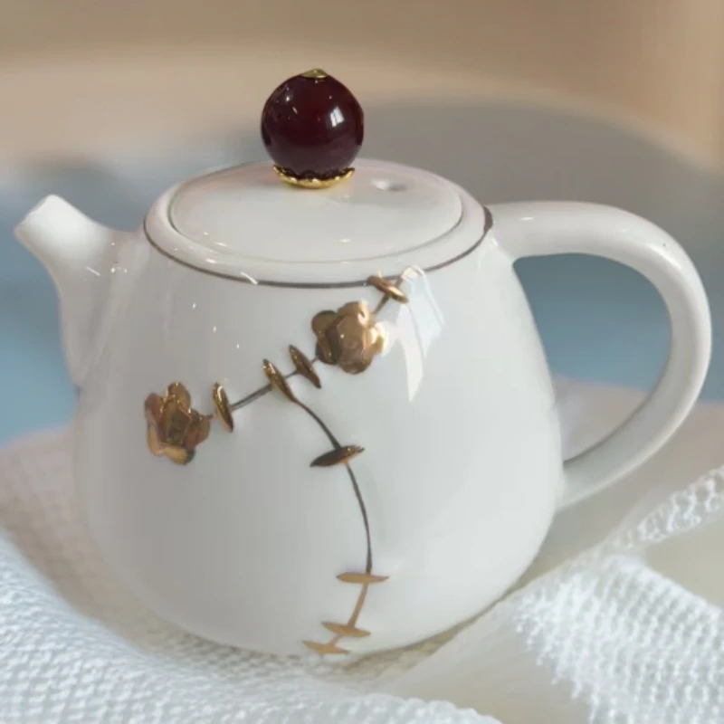 羊脂玉描金龙窑茶器泡茶壶家用会客功夫茶具 8948