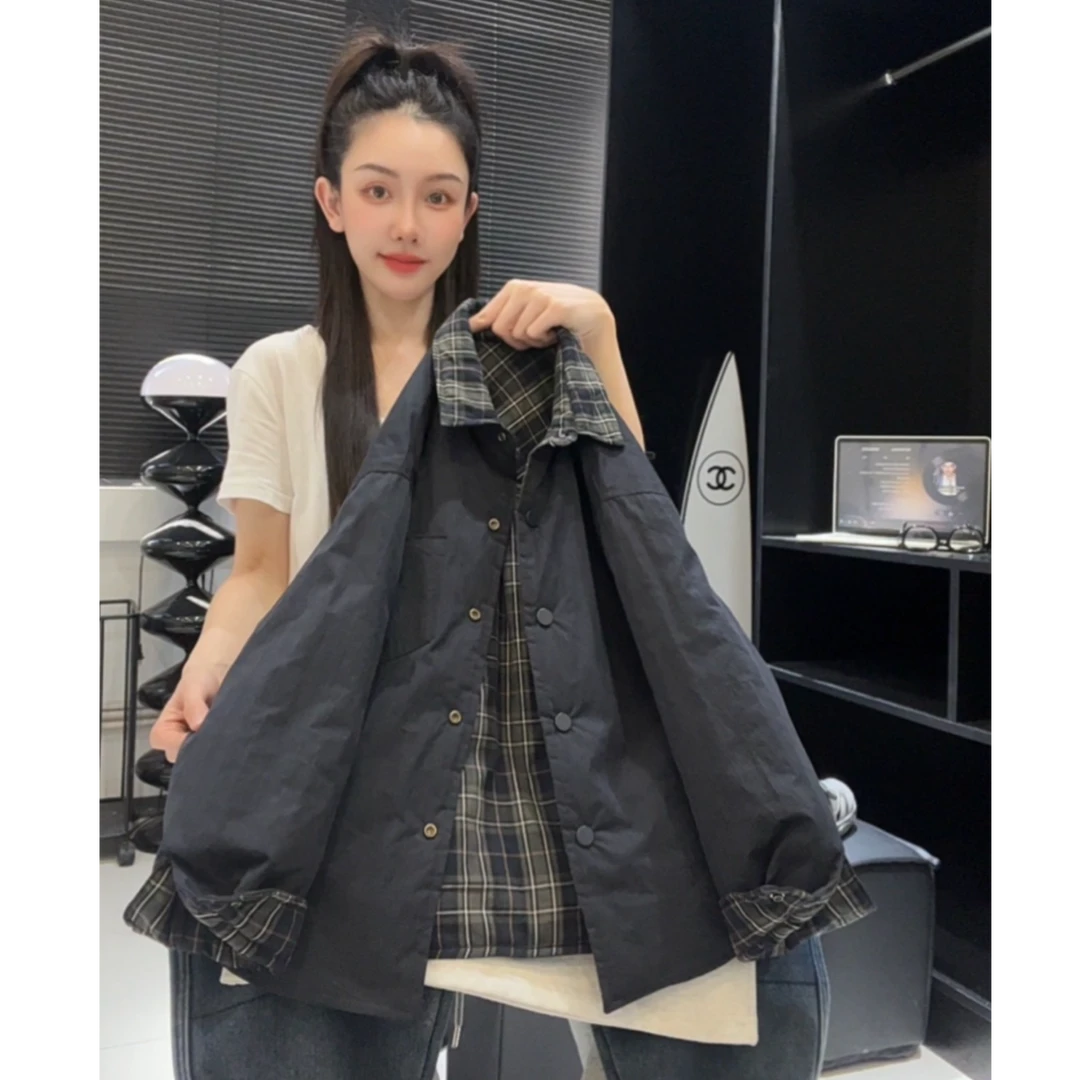 【棒嘟优优】双面穿棉服亲子款姐弟款男女童25冬季格子衬衫棉衣083