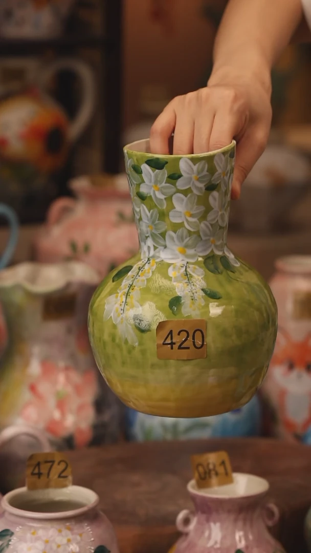 陶瓷420景德镇设计师手作花器摆件侘寂风