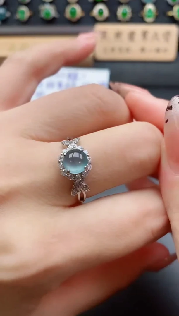 银S925镶嵌戒指翡翠11