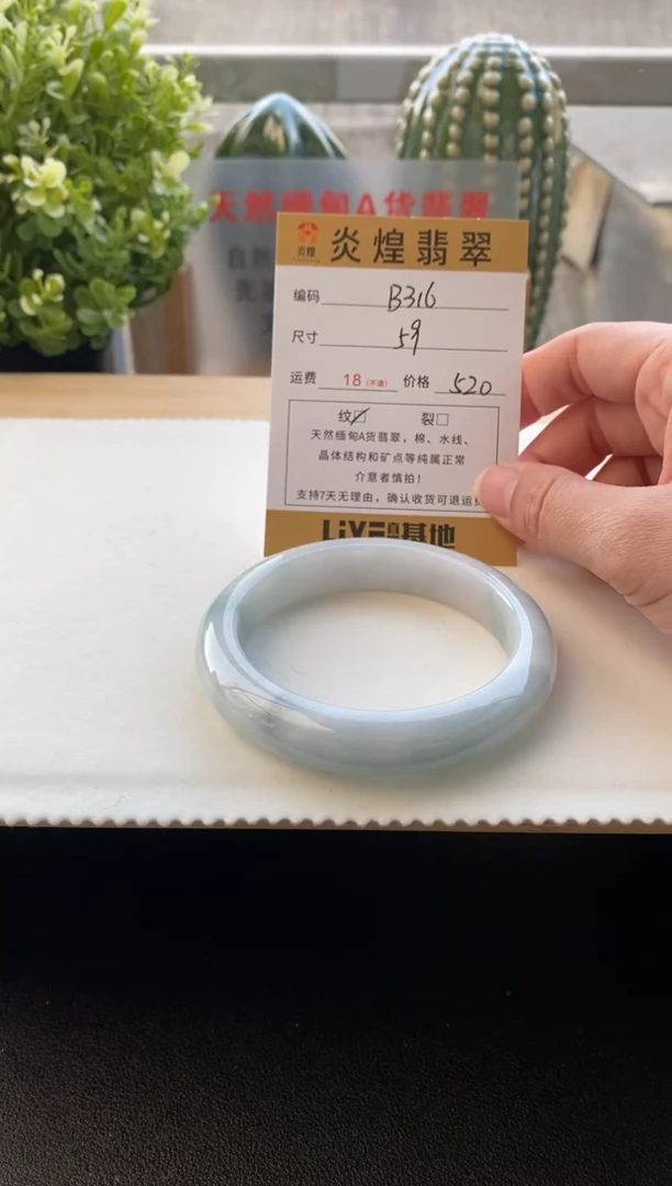 未镶嵌手镯翡翠圈口59.1编码b316