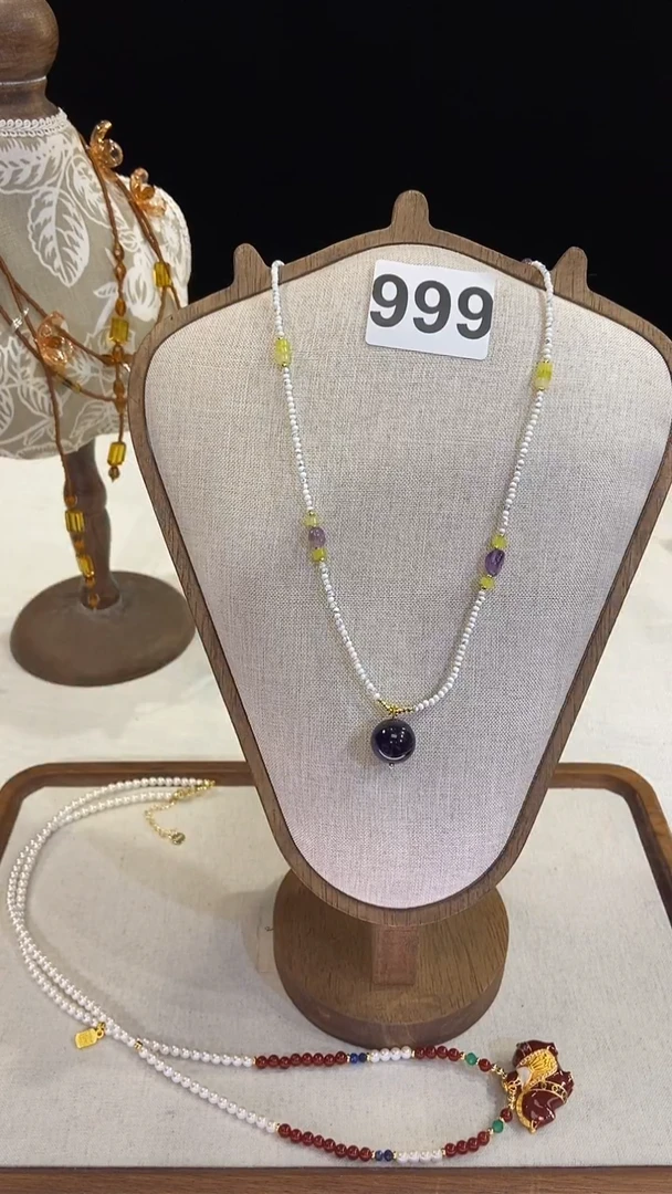 项链钛钢淡水珍珠999