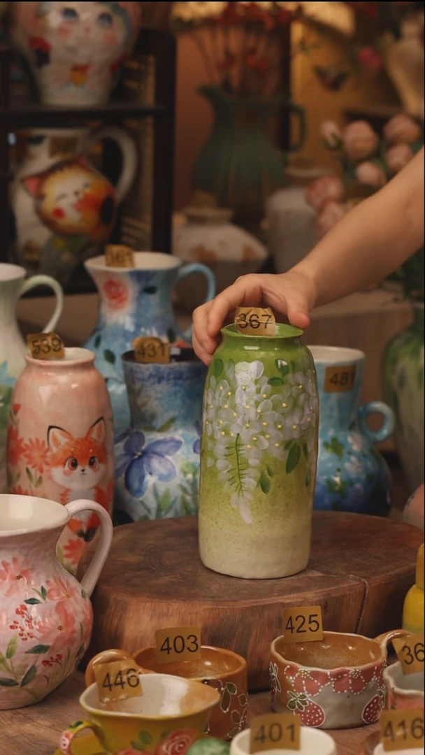 陶瓷景德镇设计师手作花器摆件侘寂风367