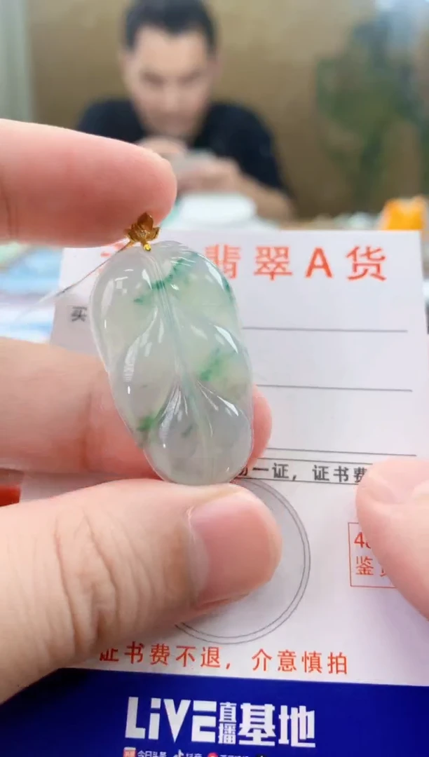 颈饰18K金镶嵌翡翠天然A货翡翠挂件