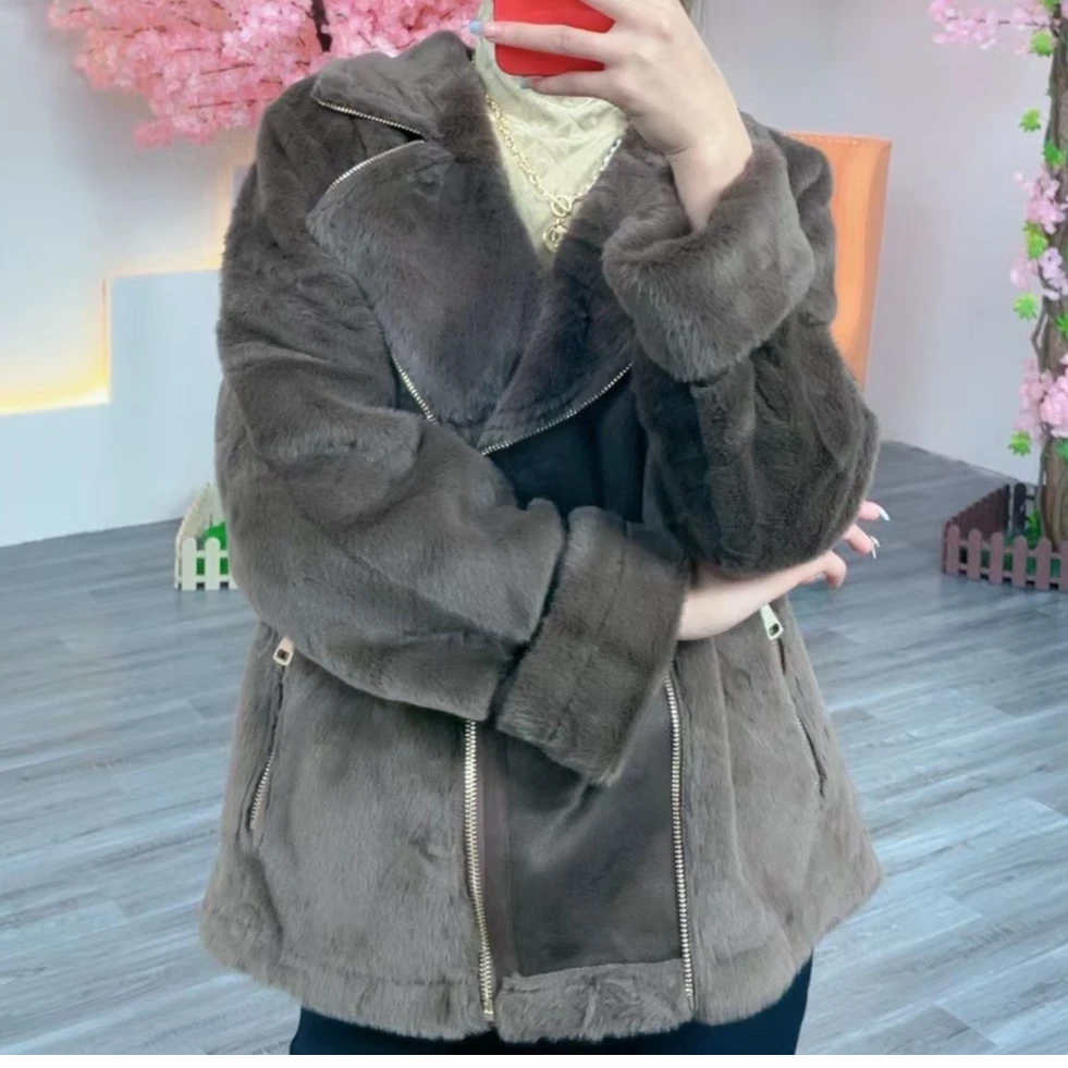 花花22812-新款机车装时尚字母秋冬宽松女士短外套