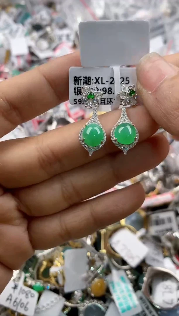 银S925镶嵌戒指翡翠101010----1