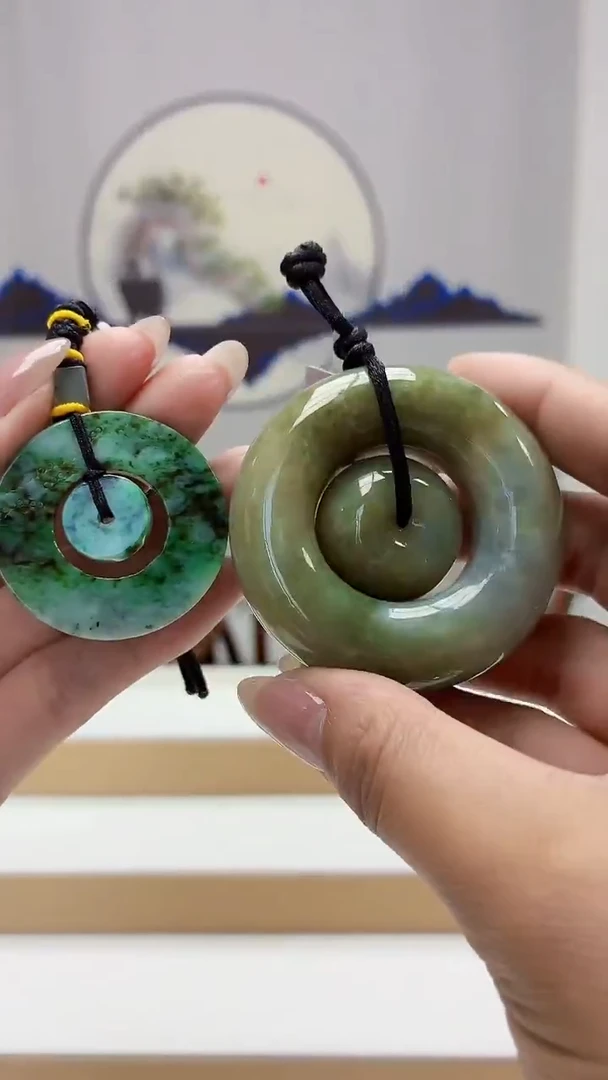 未镶嵌定制翡翠5145MM-毛货一对挂件79