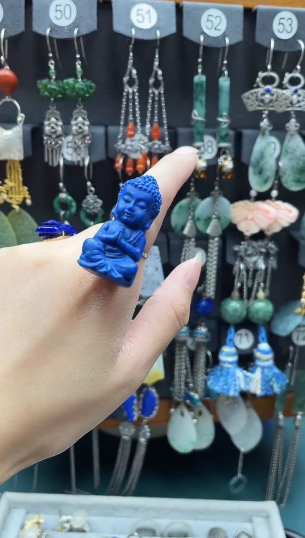 青金石银S925镶嵌戒指豫****）饰品