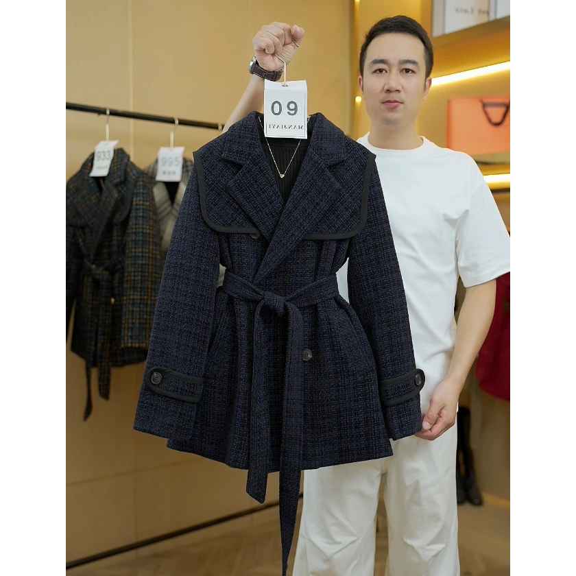 09新款秋冬百搭加棉显瘦海军领设计师原创款外套