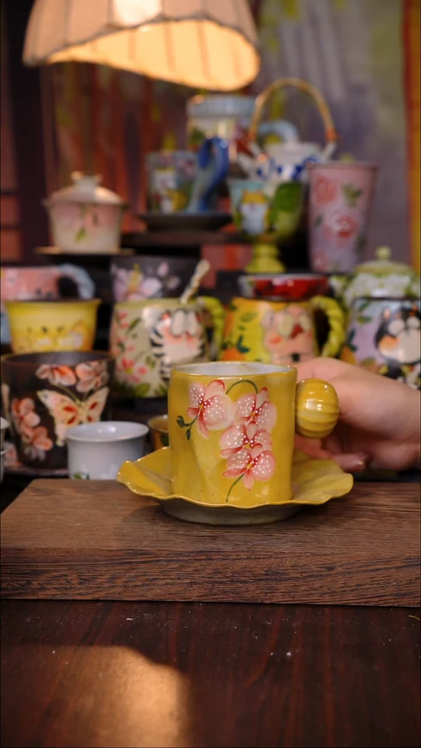 杯子陶泥垚手作 景德镇手工手绘陶瓷器物