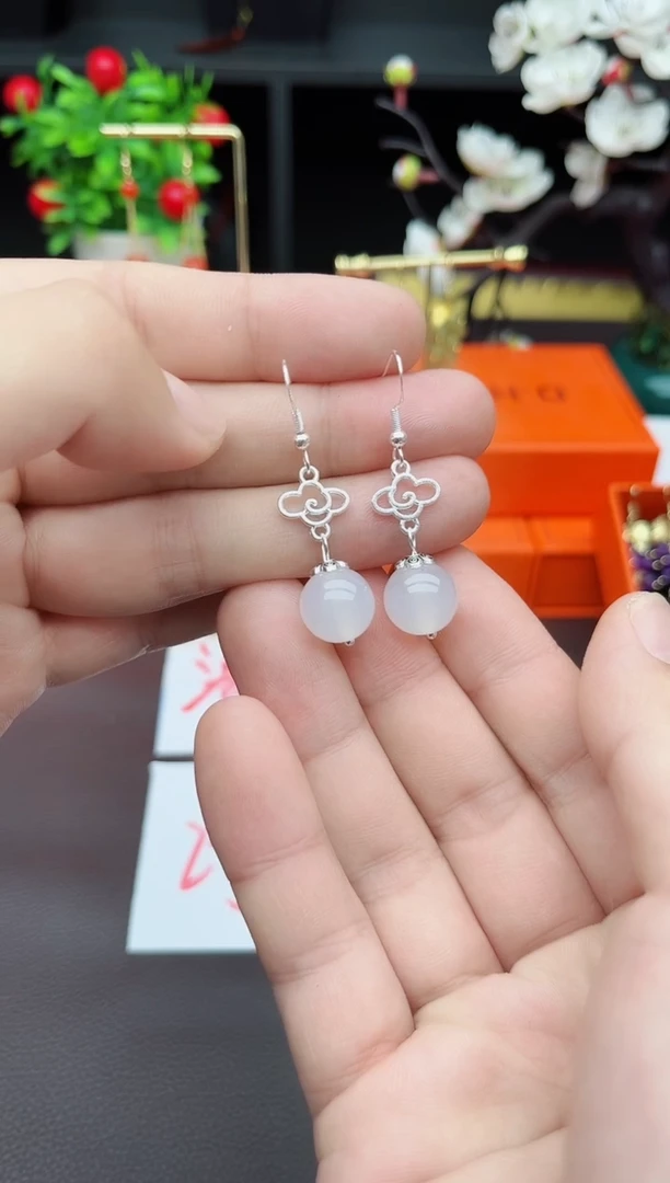 玛瑙/玉髓耳饰银S925镶嵌101000