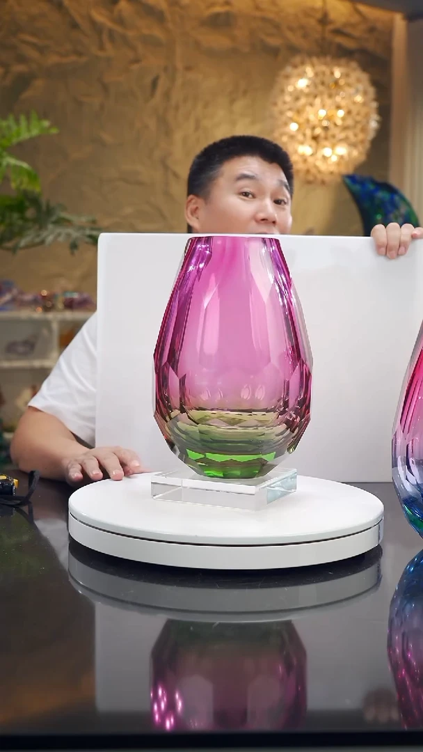 摆件福利金红绿切面花瓶