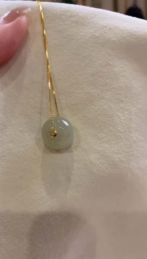 和田玉18K金镶嵌吊坠(赠链)zq