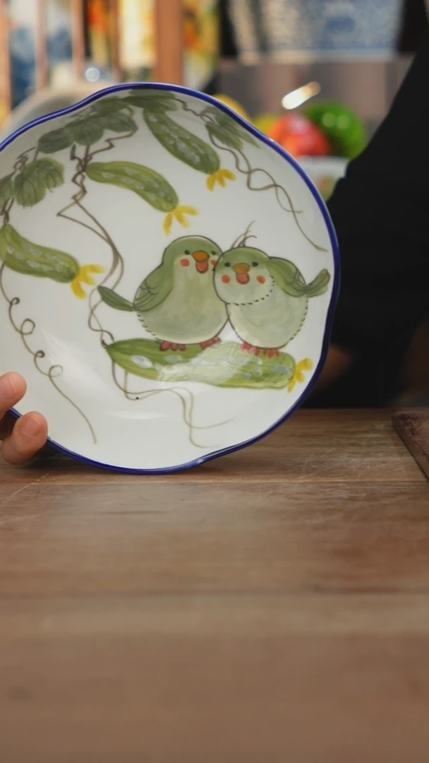 瓷片【简家甄选】景德镇设计师釉下手绘陶瓷餐具