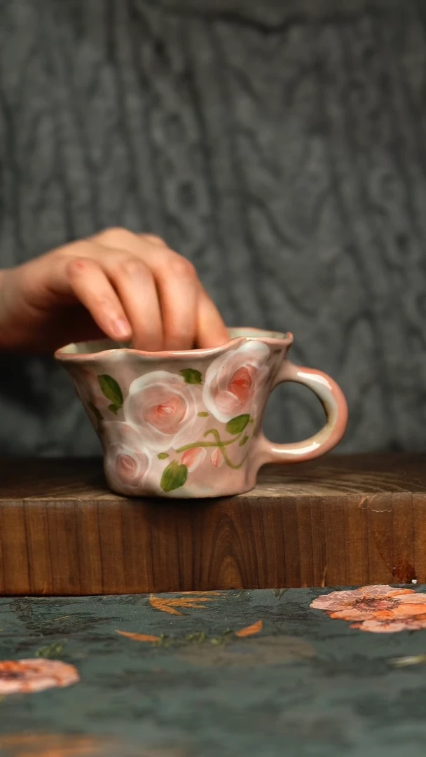 杯釉下彩手工手绘同款陶器