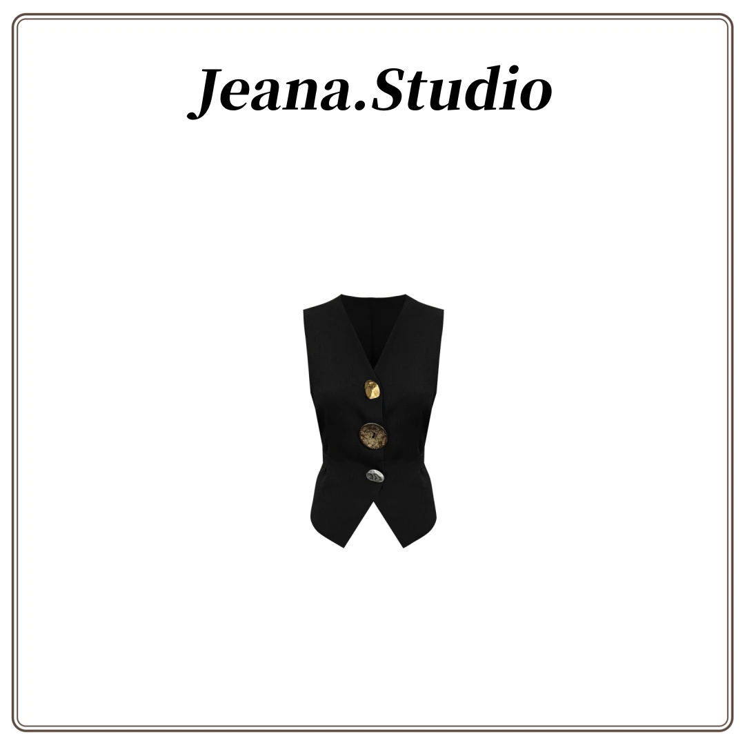 【Jeana.studio】原创设计轻奢休闲不规则扣子马甲【1】