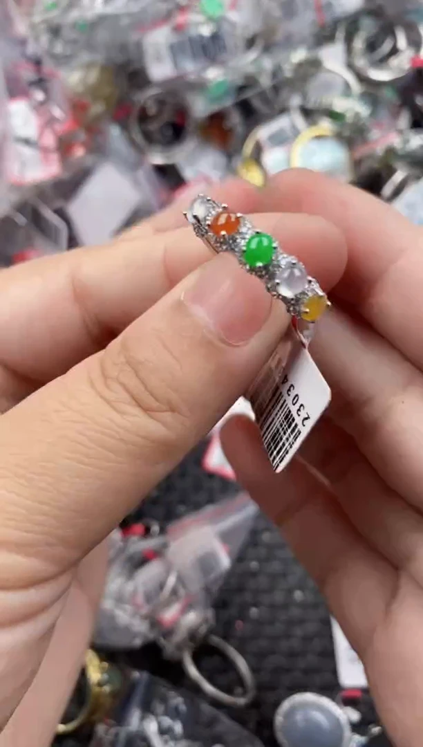 银S925镶嵌戒指翡翠44444  10