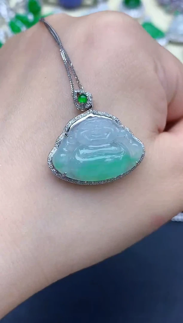 颈饰18K金镶嵌翡翠456-中国好珍宝