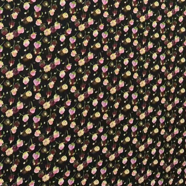 【粉色蔷薇双色花】【弹力双绉面料布料】面料布料时尚时装面料雪纺