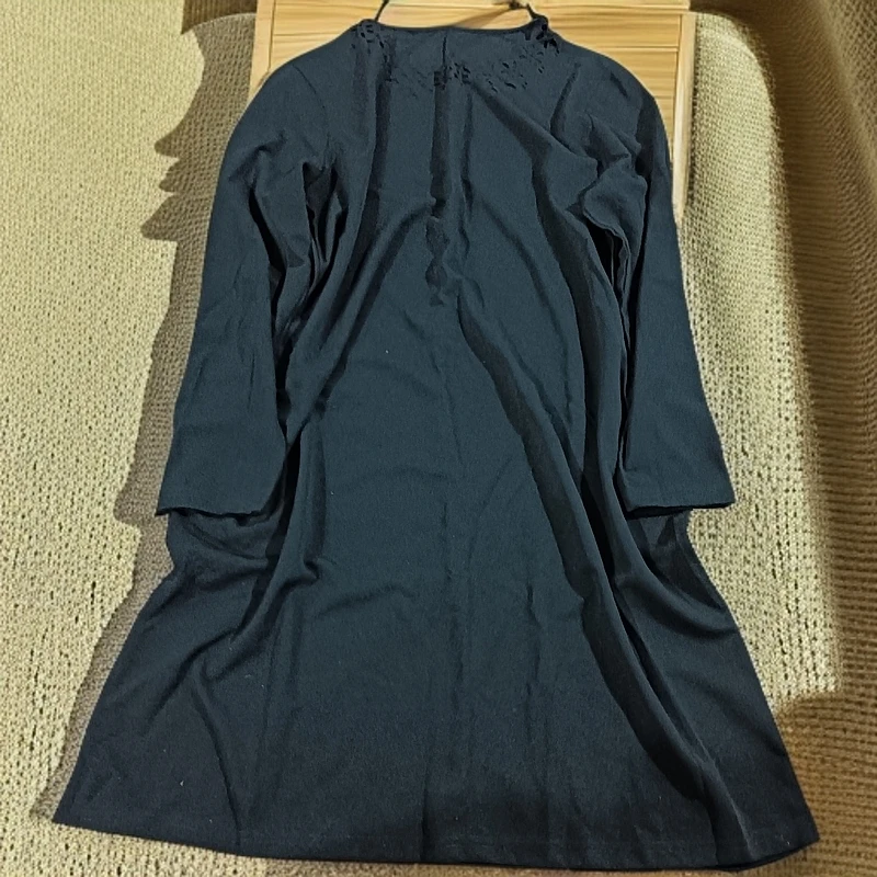 9259领口烧花黑色外贸没吊牌连衣裙