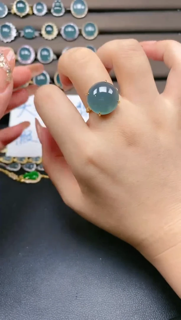 翡翠戒指银S925镶嵌4554