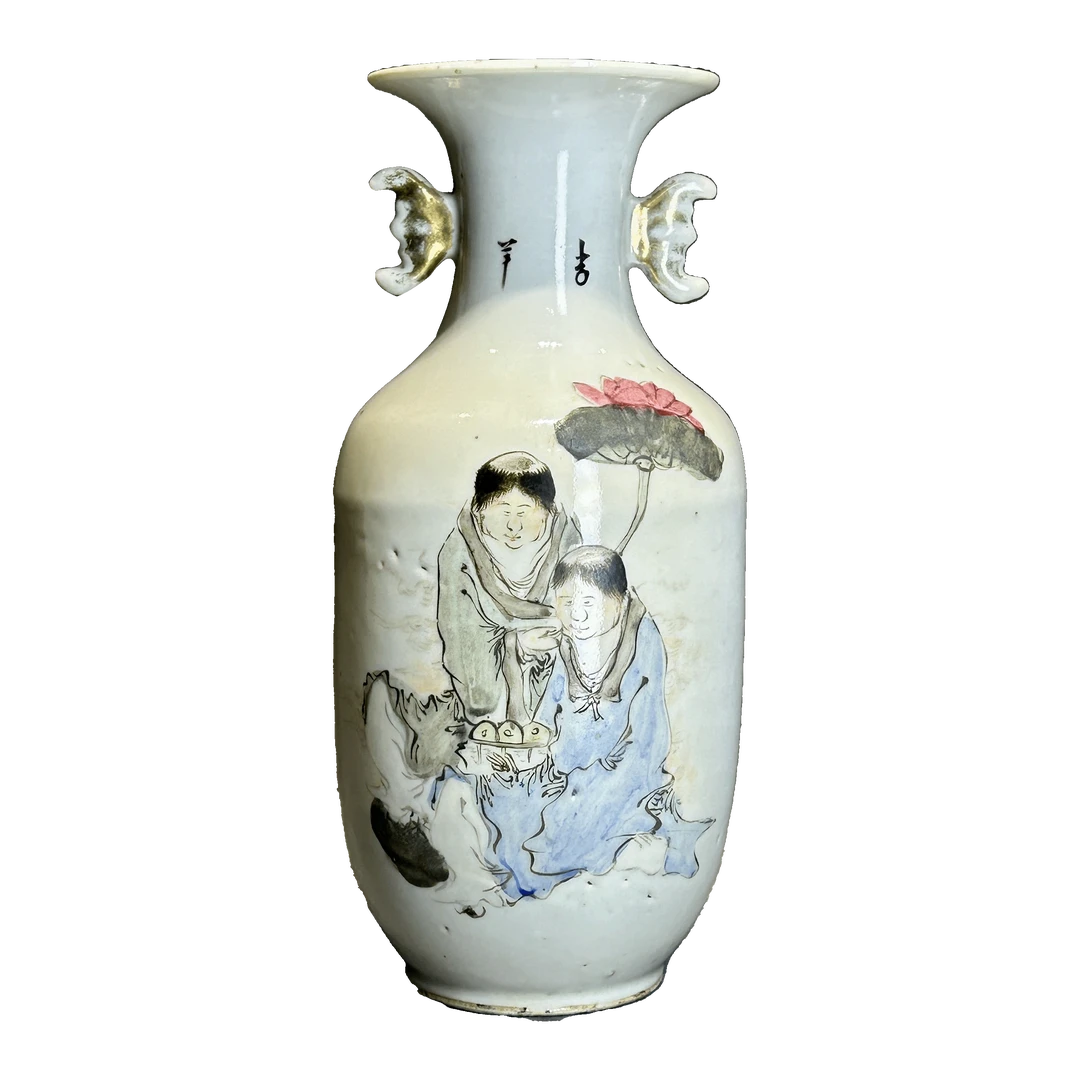 25321062x粉彩合合二仙人物纹瓶