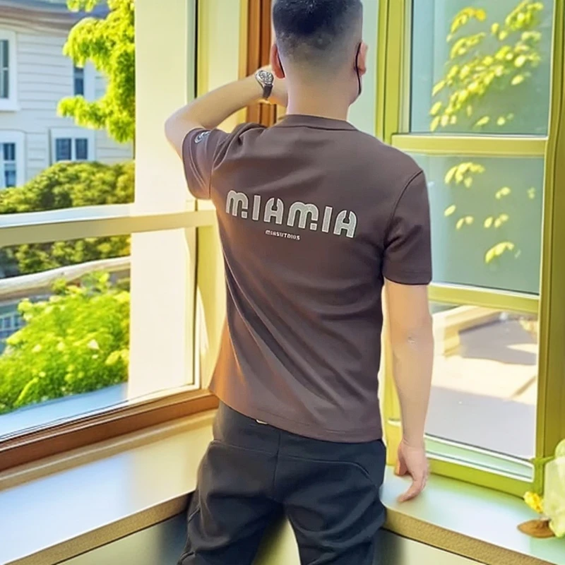 2025休闲夏季字母短袖T恤潮流半袖修身韩版男士圆领时尚男装帅气