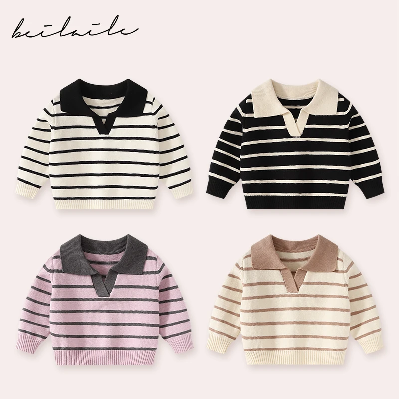 【条纹衬衫领毛衣】婴儿新生儿秋装毛衣小童针织衫长袖H23 BWB44740
