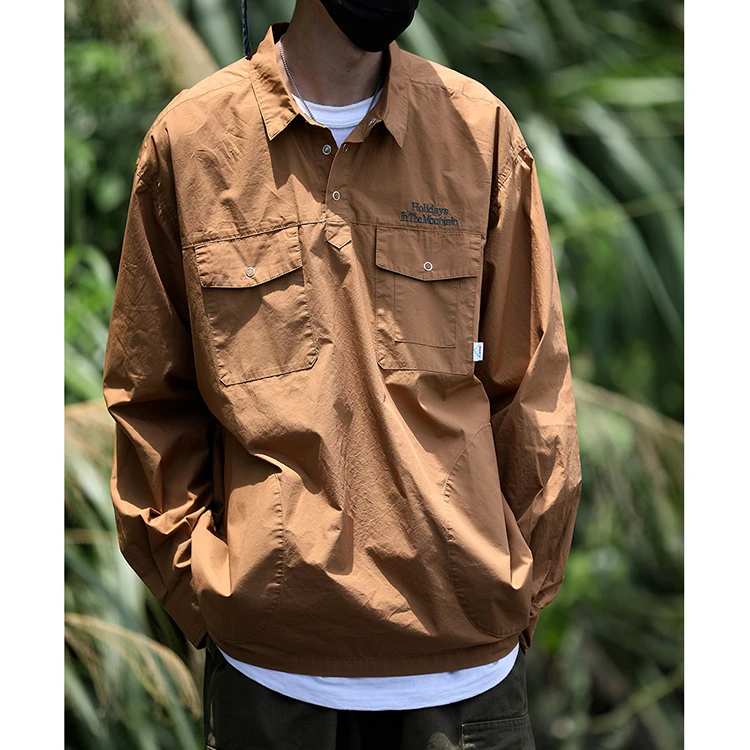 C07 字母长袖衬衫日系港风ins宽松衬衣男生夏季潮流百搭休闲外套