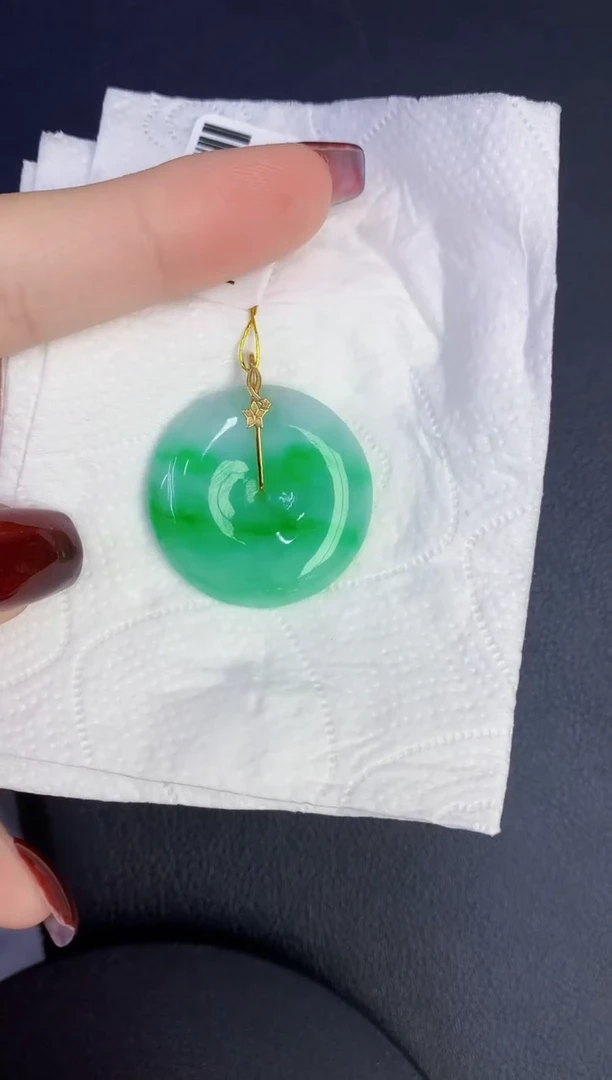 颈饰18K金镶嵌翡翠缅甸天然翡翠a货