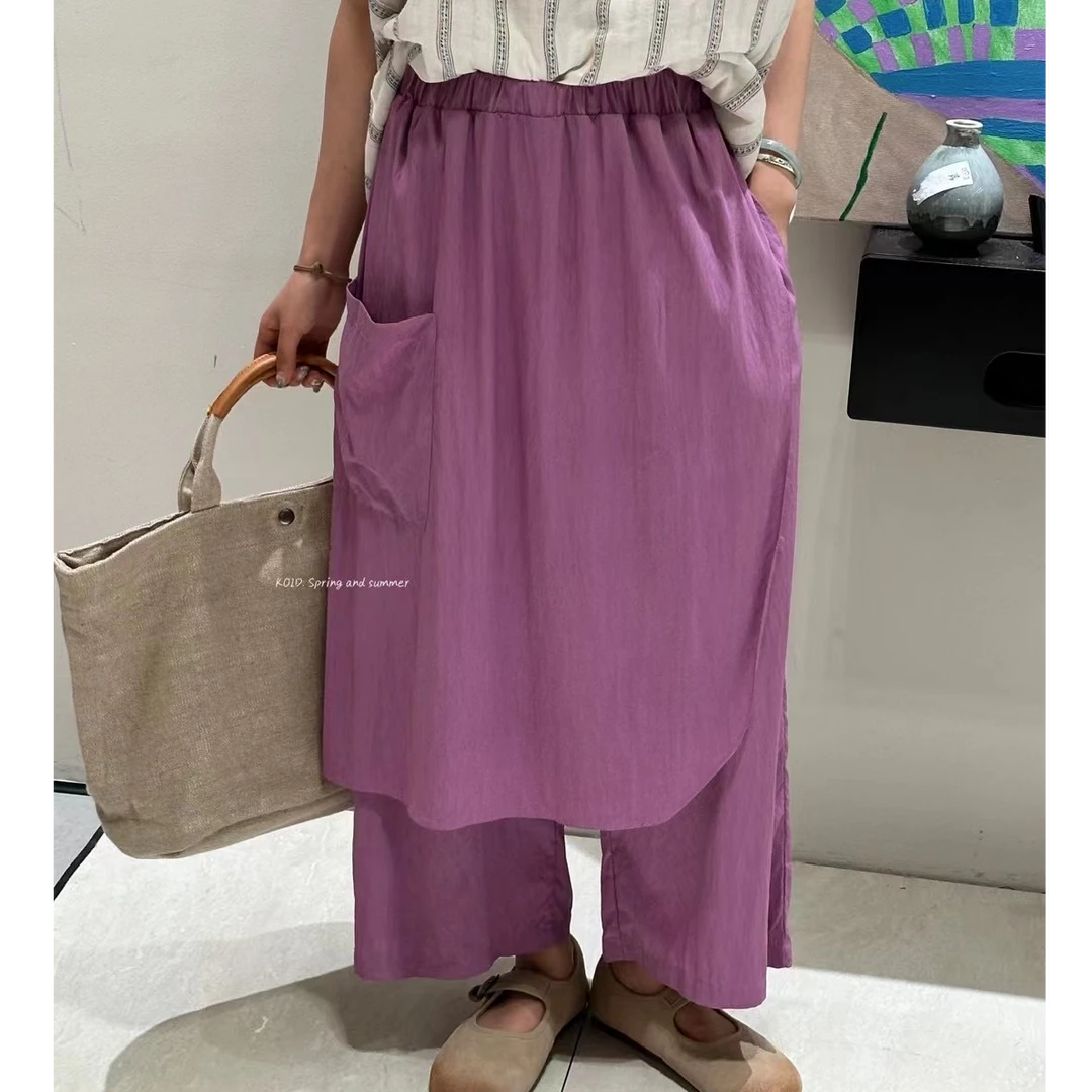 KOID紫色拼接松紧腰裙裤【特价不支持退换】
