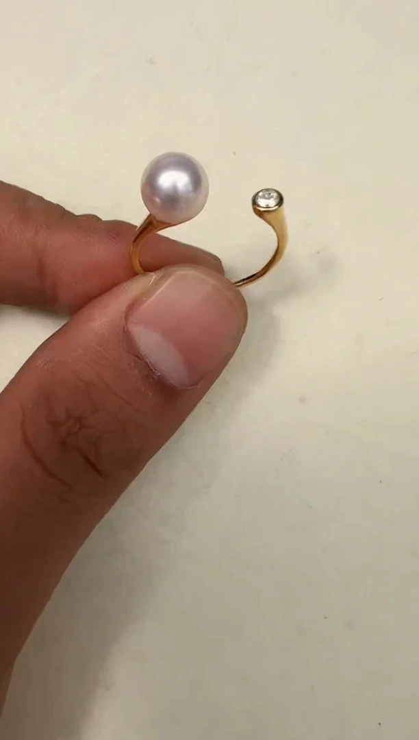 银S925镶嵌戒指海水珍珠戒指