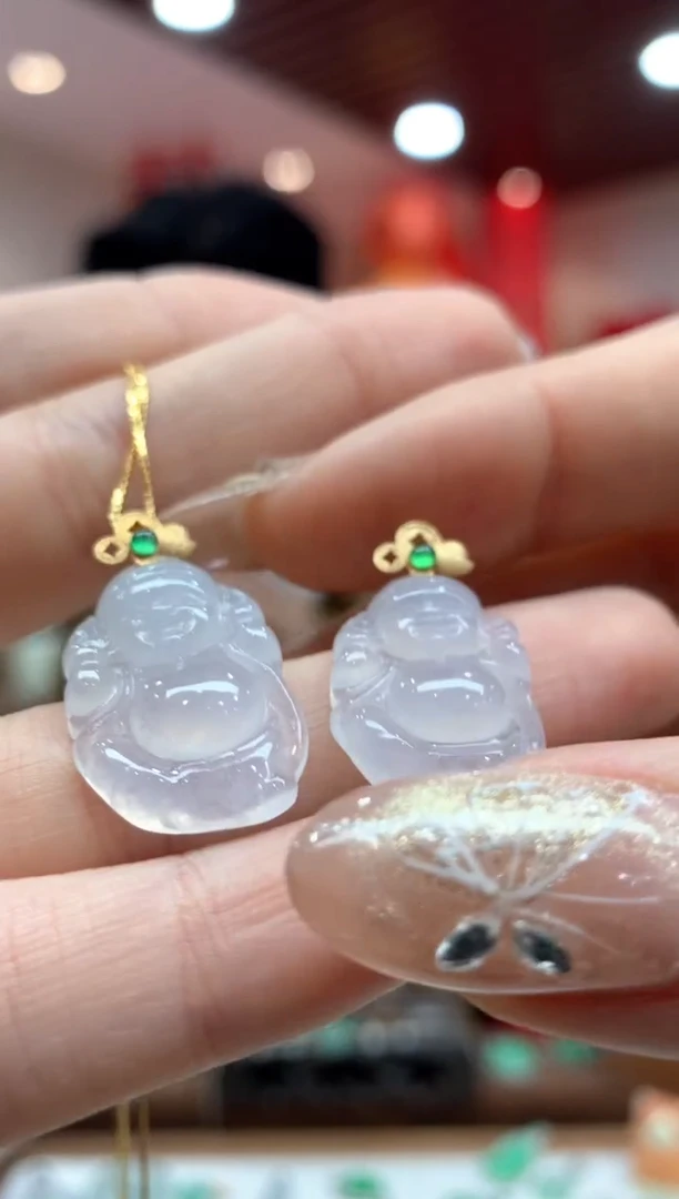 【闪购商品】翡翠吊坠(不含链)18K金镶嵌财神多样性发货1件