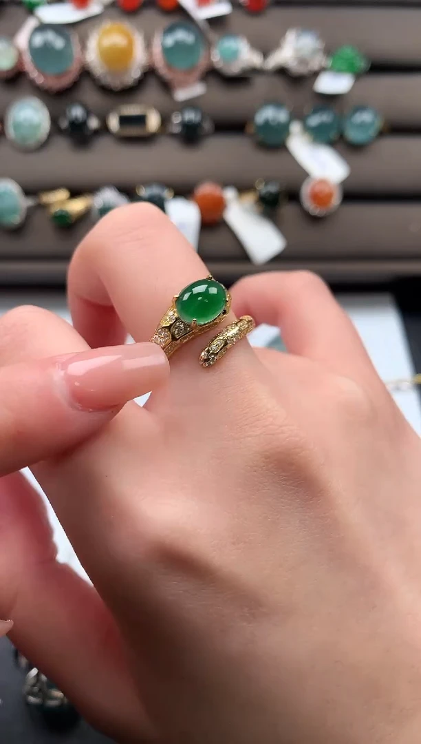 【闪购商品】翡翠戒指银S925镶嵌452141