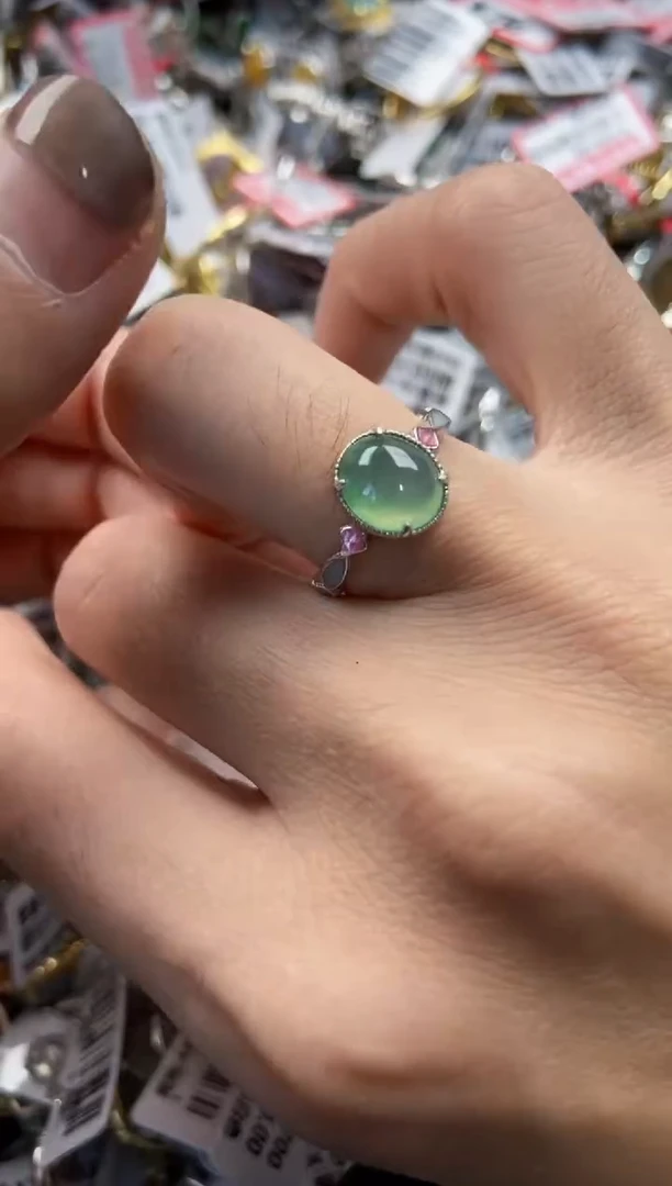 银S925镶嵌戒指翡翠13  13    4