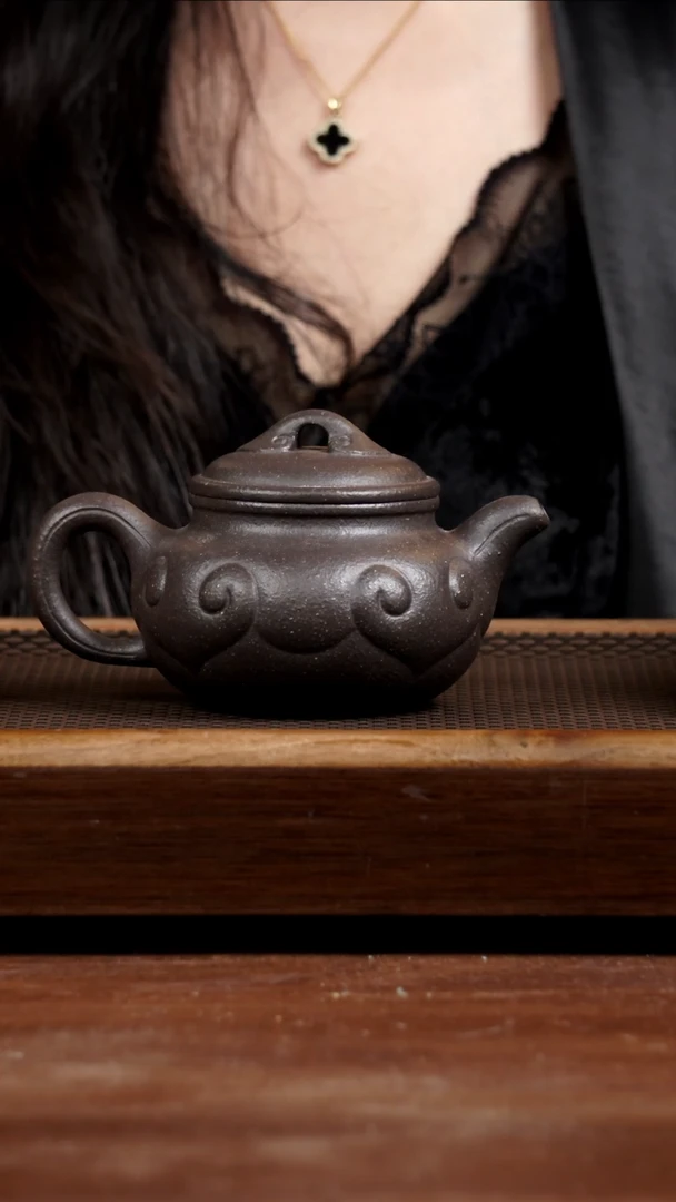 茶壶紫砂8目粗砂天青仿古如意300CC