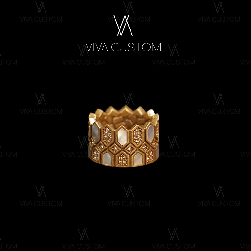 铜合金合成锆石戒指 （精工系列）精致典雅拼接流光戒指