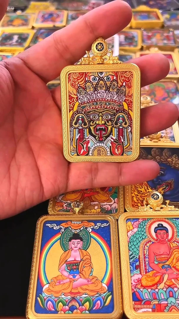 吊坠纯手绘扎吉娘娘唐卡