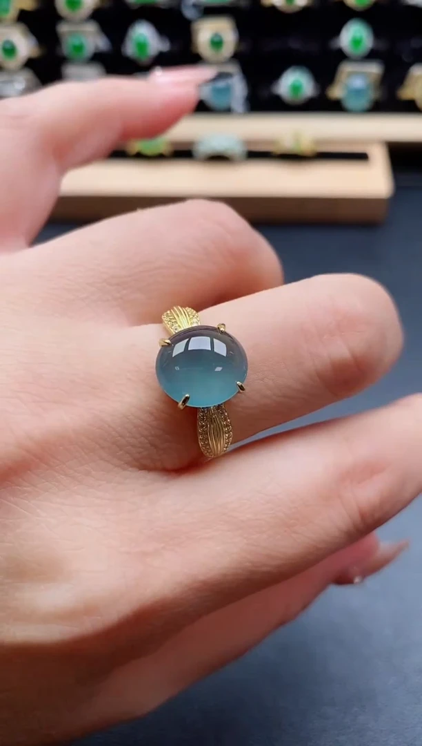 银S925镶嵌戒指翡翠1