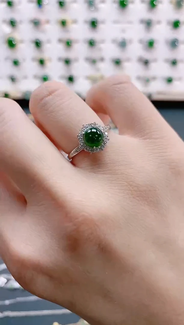 【闪购商品】翡翠戒指银S925镶嵌天然翡翠