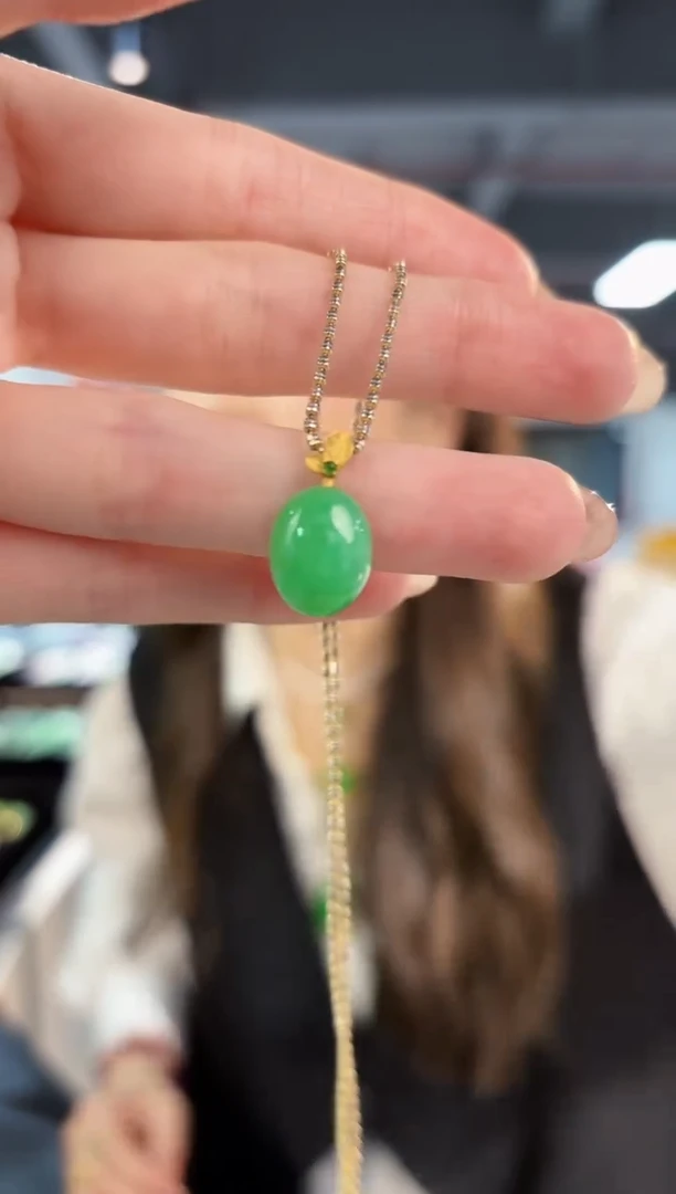 【闪购商品】翡翠吊坠(不含链)18K金镶嵌缅料A货/支持复检/一件