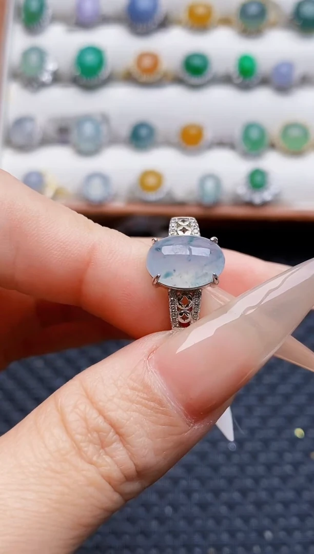 银S925镶嵌戒指翡翠9632