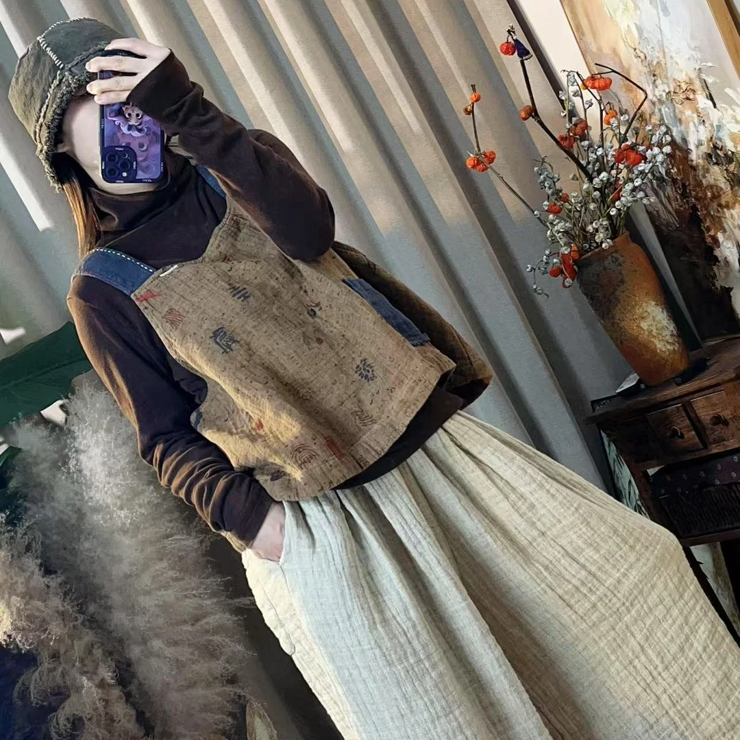 （忆南）86015甲骨文图案脏染马甲（衣长55胸围140）