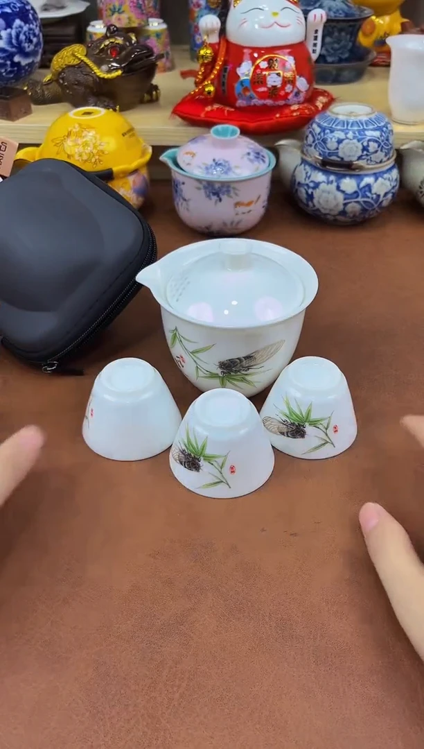 陶瓷茶具摆件旅行套组