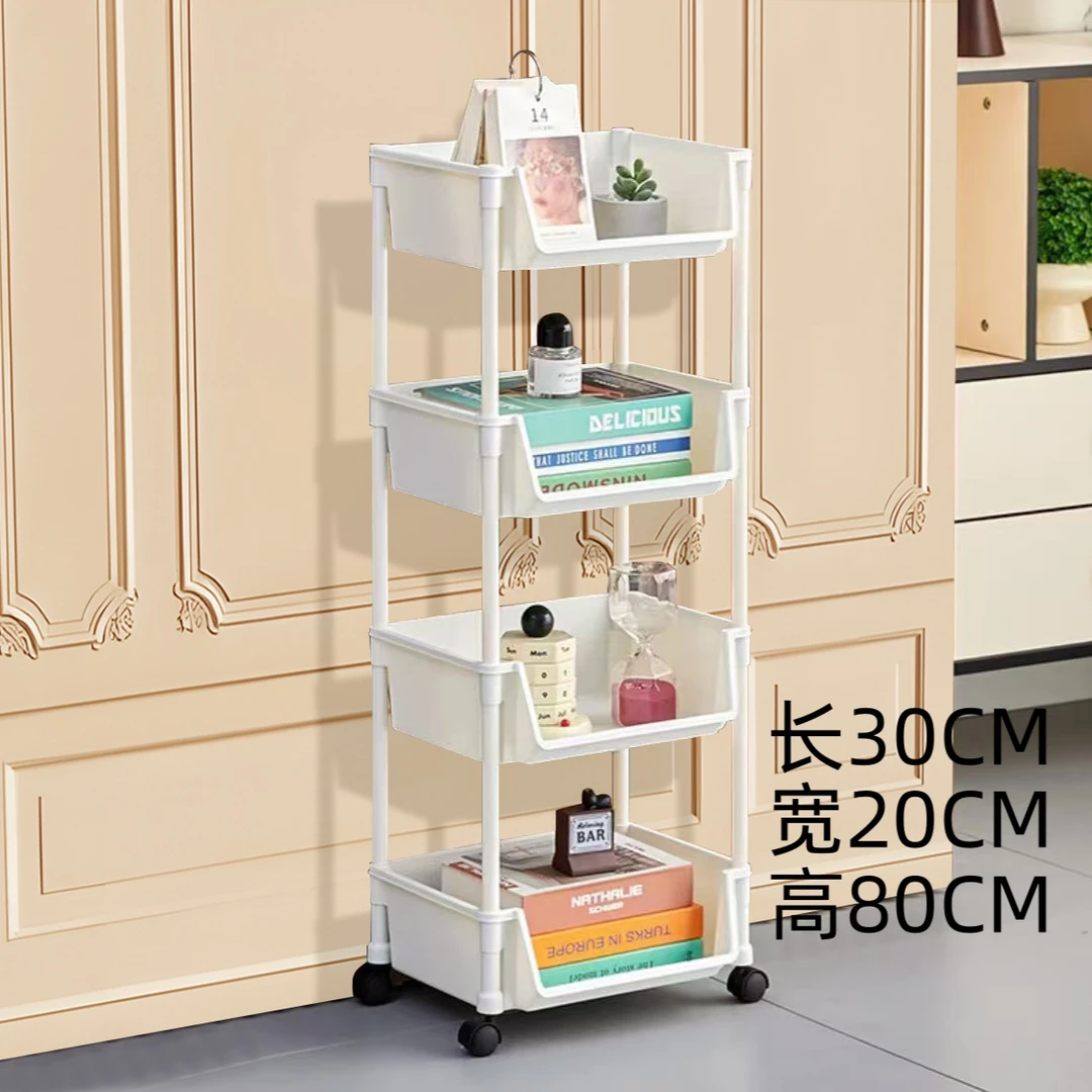 4层学生移动书架置物架儿童玩具落地多层简易家用书柜带轮收纳