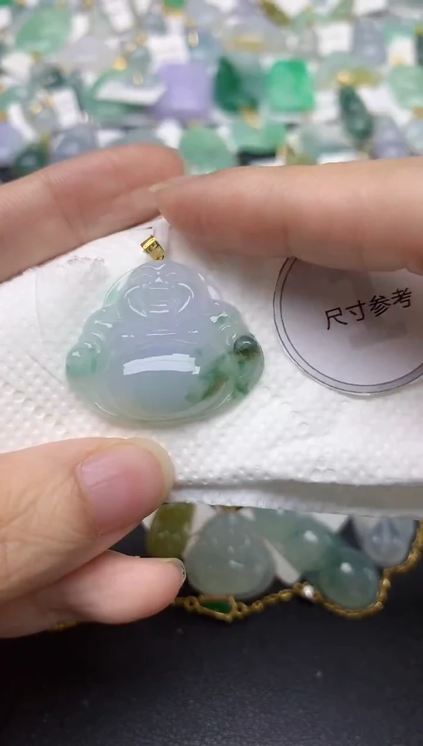 颈饰18K金镶嵌翡翠天然缅甸A货翡翠