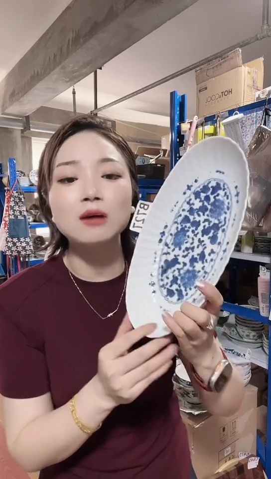瓷片日本进口瓷器29cm鱼盘B727