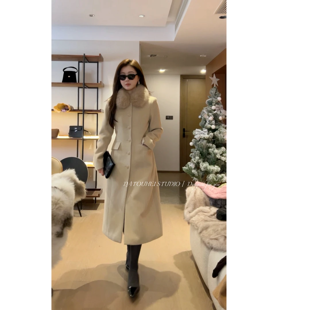【DATOUHEI 秋冬新品】“都市印记"狐狸毛领毛呢外套D225M21035
