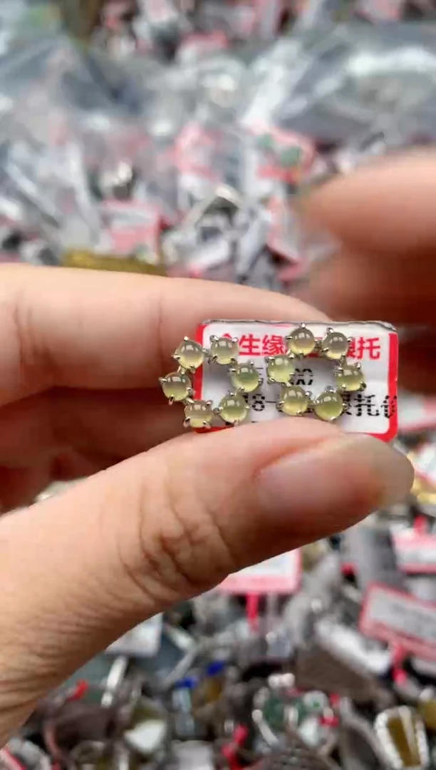 银S925镶嵌戒指翡翠天然A货缅甸翡翠