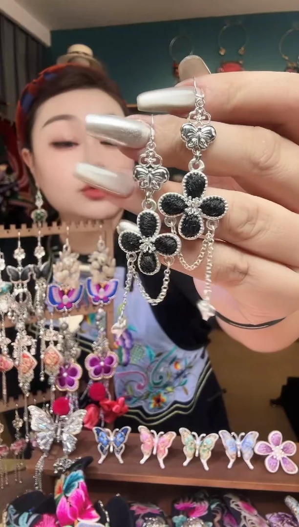 刺绣纯手工民族风刺绣耳环